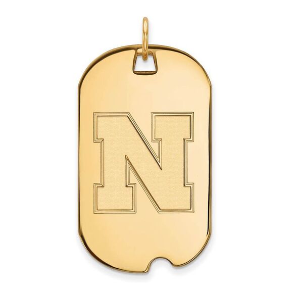 10k Yellow Gold U. of Nebraska Large Dog Tag Pendant
